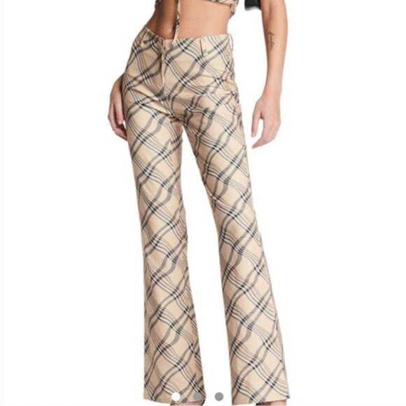 I AM GIA Carmel Tan Plaid Wide Leg Pants - Picture 1 of 7